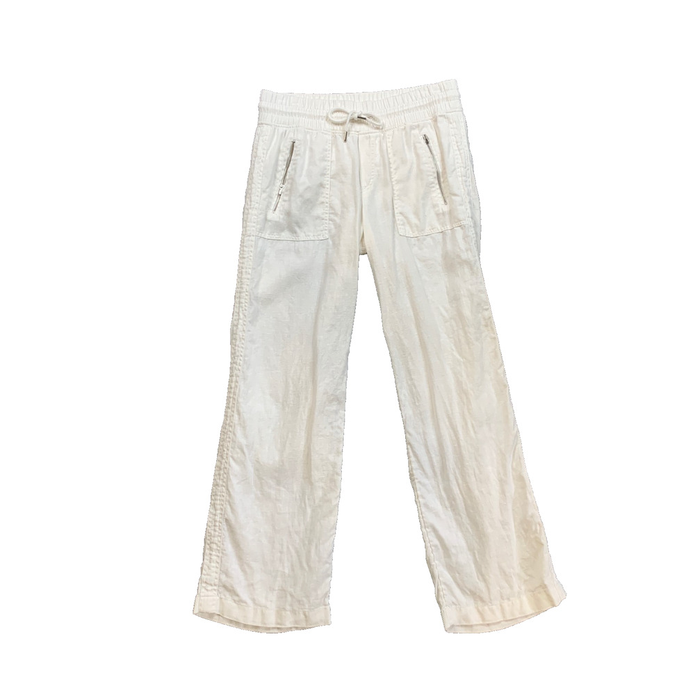 Athleta Pants Womens 10 White Cabo Wide Leg Elastic Drawstring Waist Pocket